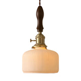 Nordic White Ceramic and Walnut Pendant Light 12W Vintage Copper LED Plug In Wall Mounted Sconce