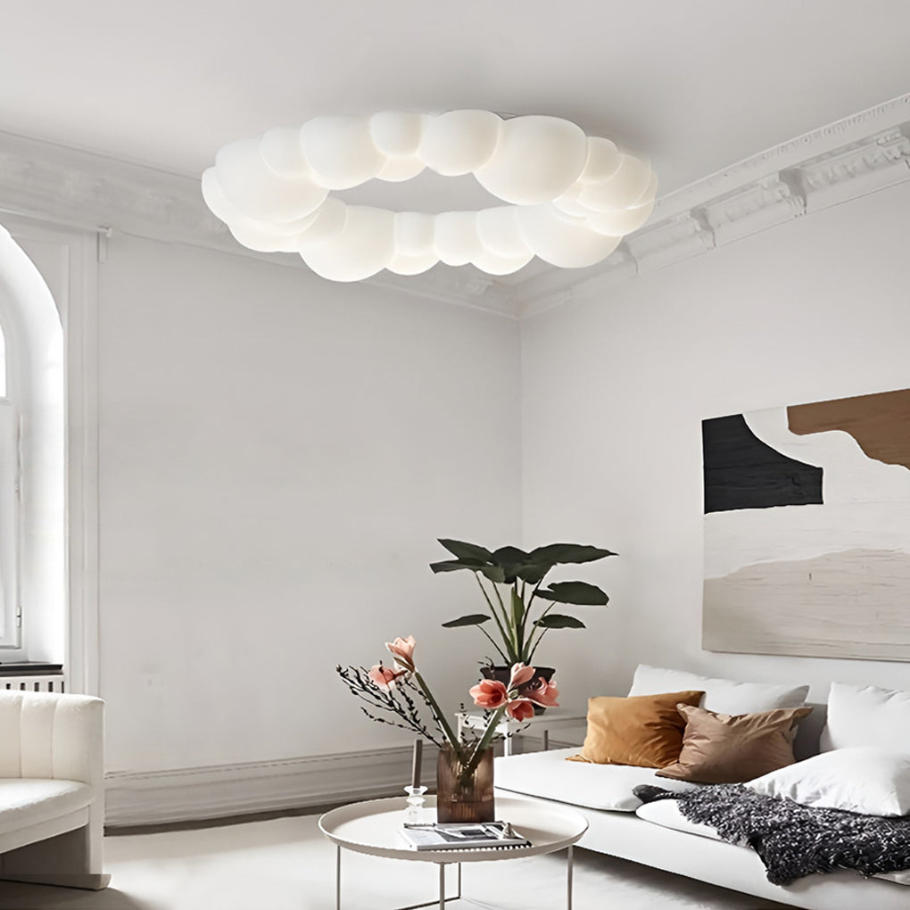 Nordic White Cloud LED Flush Mount Ceiling Light Dimmable Bubble Pendant Lighting