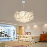 Nordic White Flower Petal LED Pendant Light Dimmable Three Step Color Ceiling Chandelier
