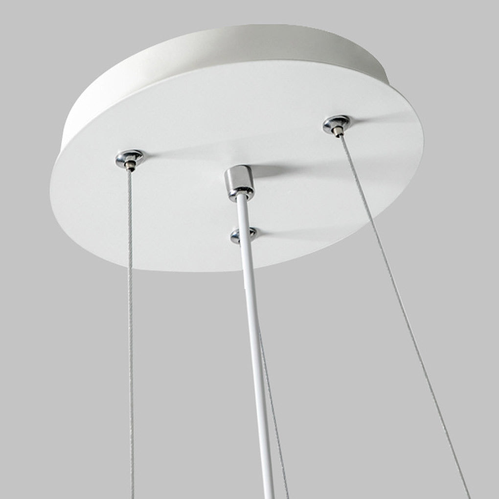 Nordic White Flower Petal LED Pendant Light Dimmable Three Step Color Ceiling Chandelier