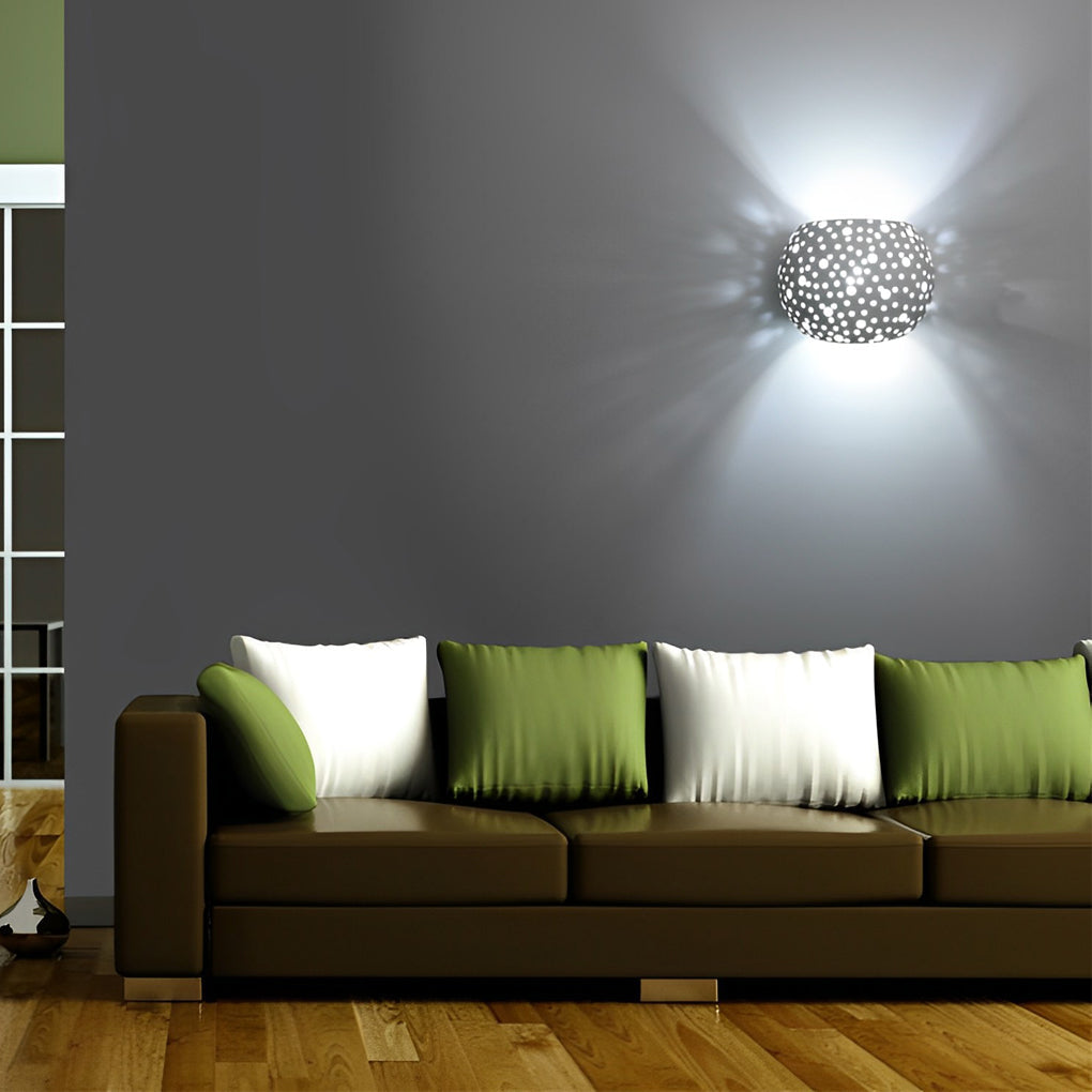 Nordic White Hollow LED Wall Lamp Modern Up and Down Lighting Gypsum Sconce for Living Room