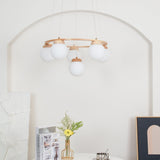 Nordic Wood and Glass Globe Chandelier Modern Minimalist Ceiling Light Fixture