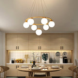 Nordic Wood and Glass Globe Chandelier Modern Minimalist Ceiling Light Fixture
