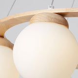 Nordic Wood and Glass Globe Chandelier Modern Minimalist Ceiling Light Fixture