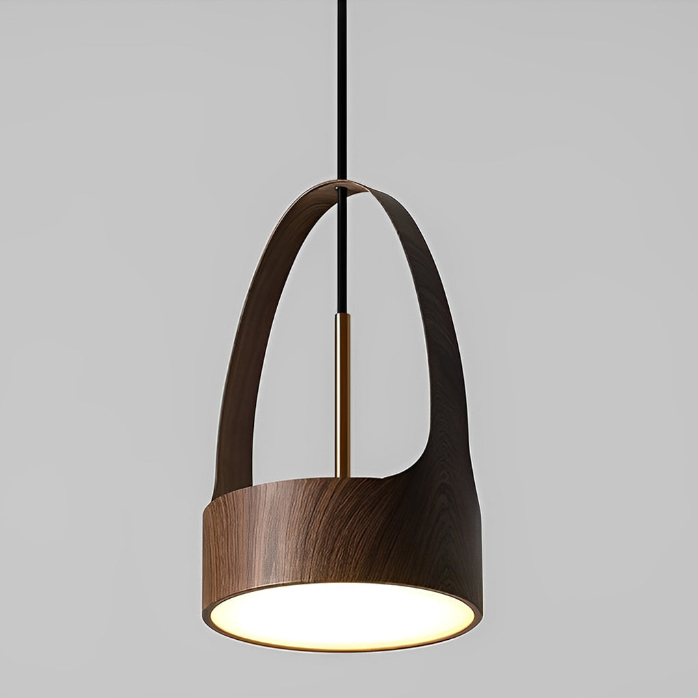 Nordic Wood Texture LED Pendant Light Small Acrylic Chandelier for Modern Home Lighting