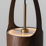 Nordic Wood Texture LED Pendant Light Small Acrylic Chandelier for Modern Home Lighting