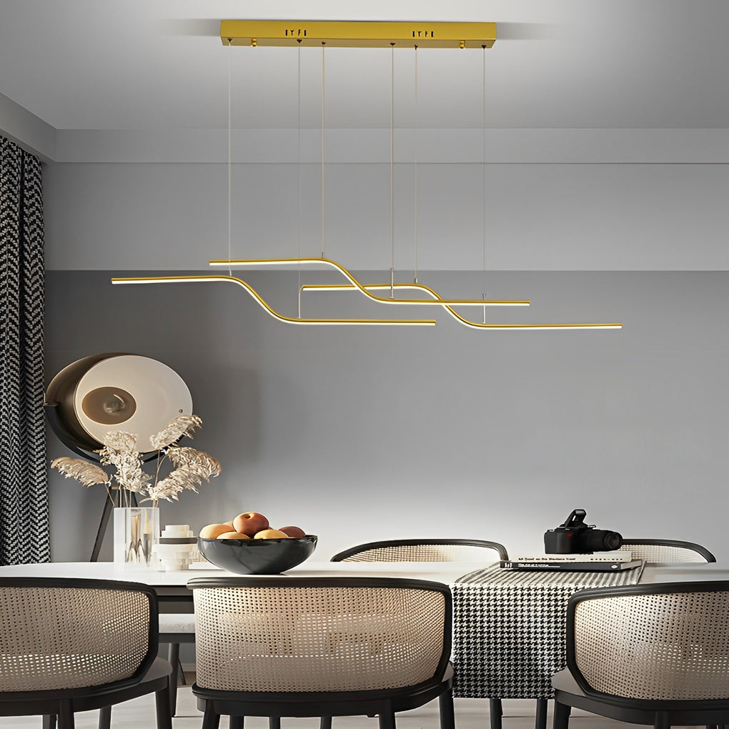 Nordic Z Shape Smart LED Chandelier Dimmable Pendant Light for Modern Dining Room and Bar