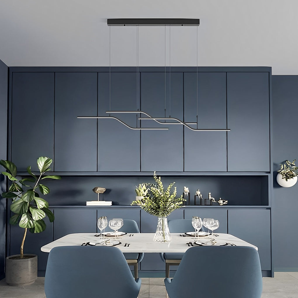 Nordic Z Shape Smart LED Chandelier Dimmable Pendant Light for Modern Dining Room and Bar