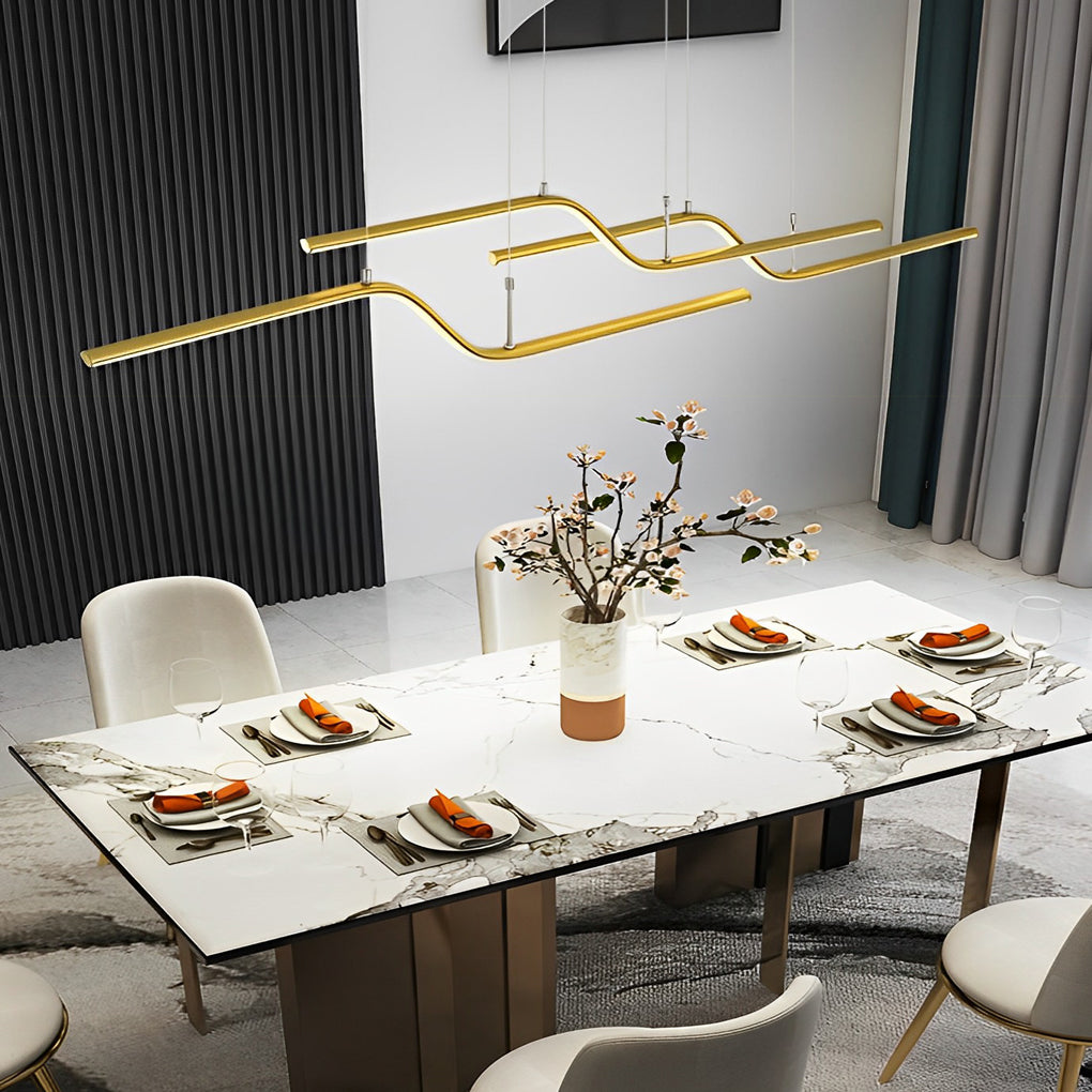 Nordic Z Shape Smart LED Chandelier Dimmable Pendant Light for Modern Dining Room and Bar