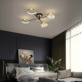 Modern Nordic Geometric Crystal LED Flush Mount Ceiling Light for Luxury Living Room Decor
