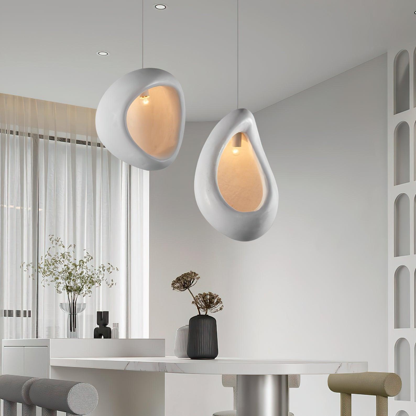 Nula Modern Resin Pendant Light Minimalist White Hanging Ceiling Lamp