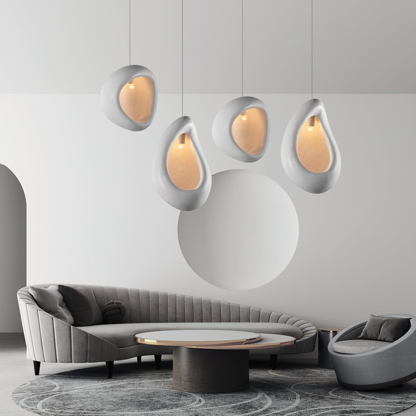 Nula Modern Resin Pendant Light Minimalist White Hanging Ceiling Lamp