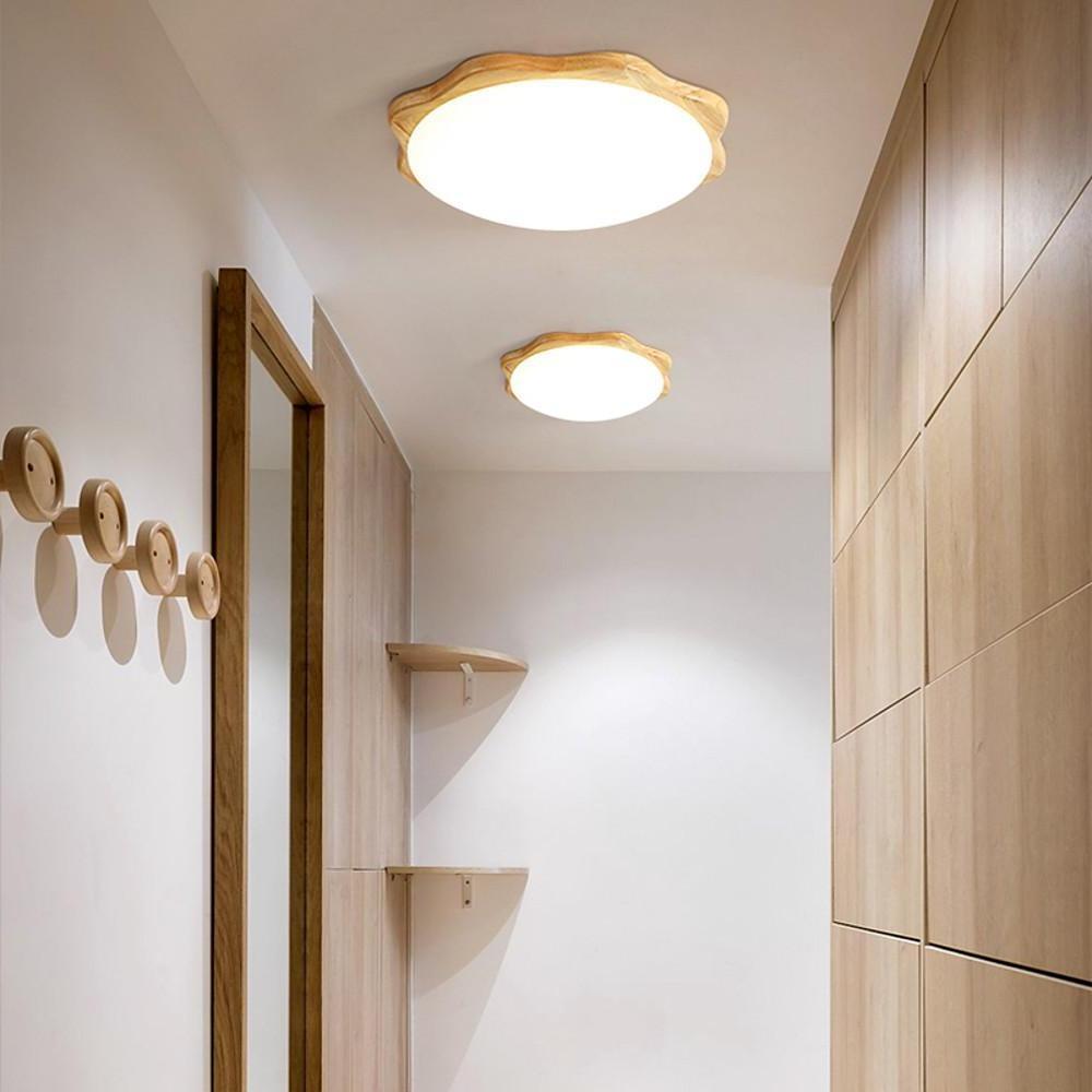 Modern Wave Design Minimalist LED Flush Mount Ceiling Light Nordic Wood Fixture