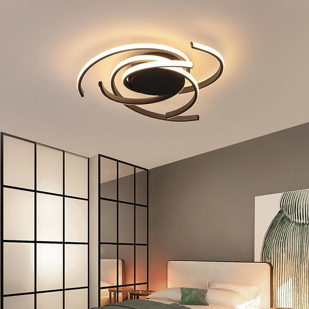 Modern Black Abstract Curve LED Ceiling Light Dimmable Nordic Flush Mount Lighting