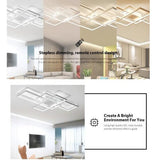 Modern Rectangular 3 Tier LED Flush Mount Ceiling Lamp Large Geometric Integrated Lighting Fixture