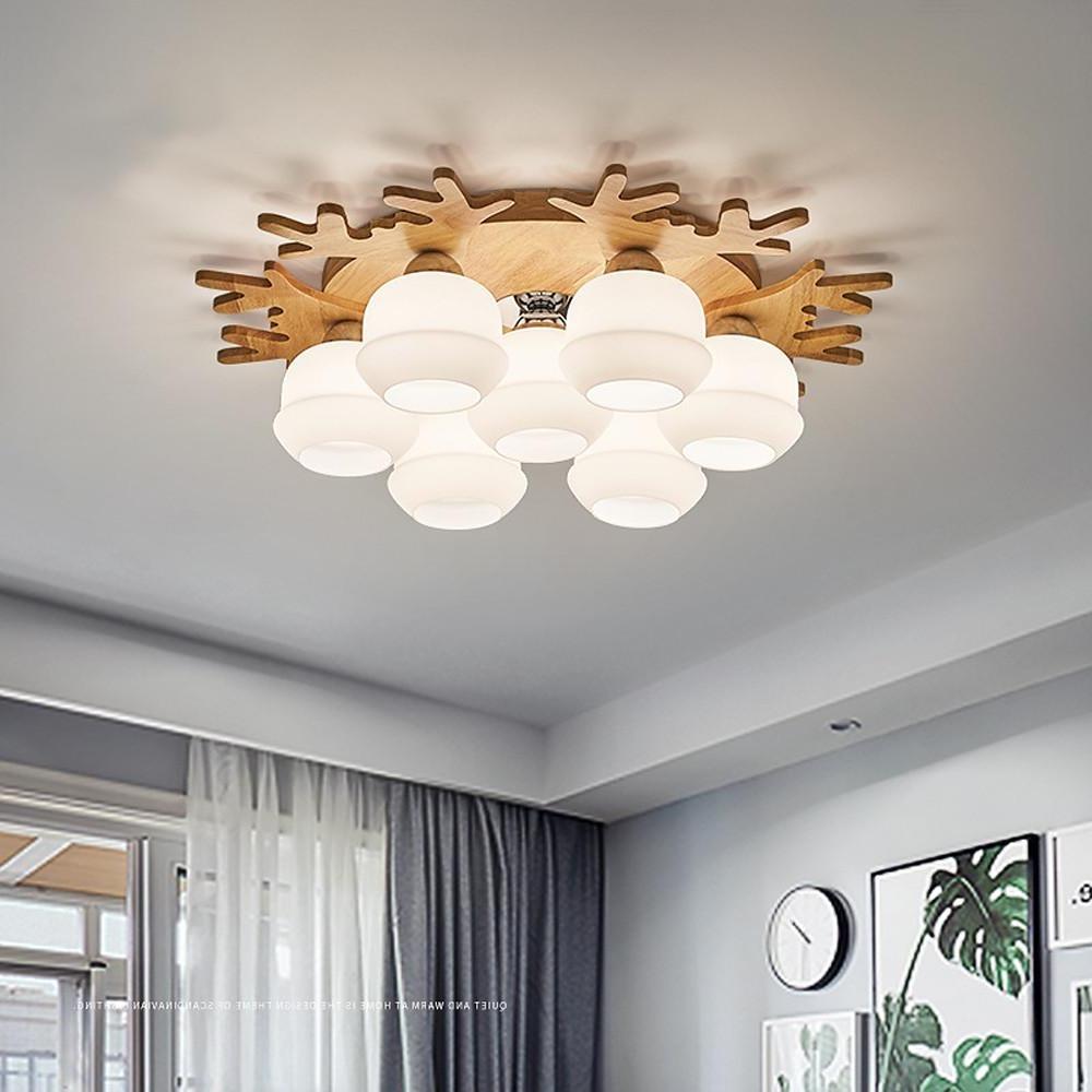 Modern Bamboo Globe Cluster Flush Mount Ceiling Light for Bedroom Living Room 3 5 7 Light