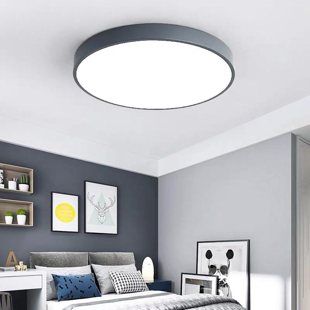 Modern 12 Inch Matte Black Flush Mount Ceiling Light Dimmable Integrated LED Light Fixture