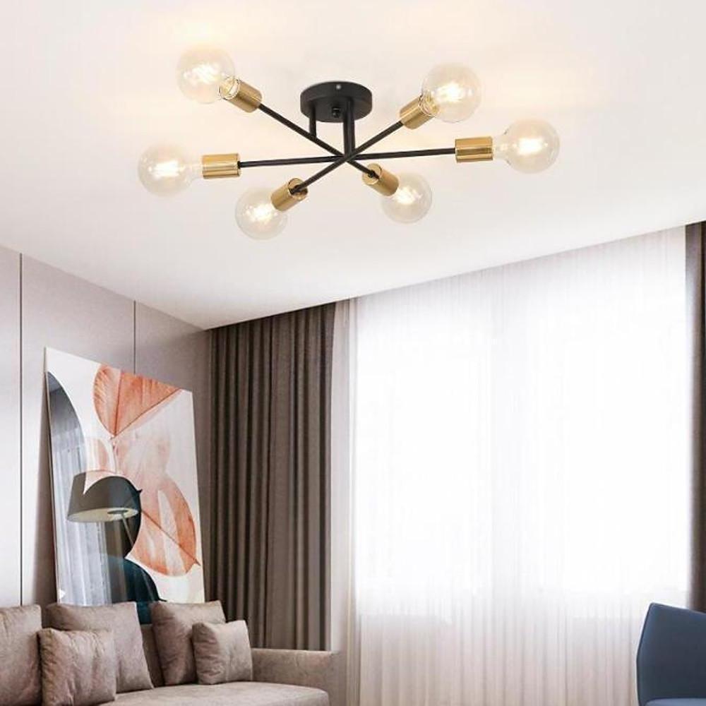 Contemporary 6 Light Geometric Sputnik Semi Flush Mount Ceiling Fixture