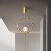Modern Nordic Brass LED Flush Mount Ceiling Light with Ring Acrylic Globe Shade