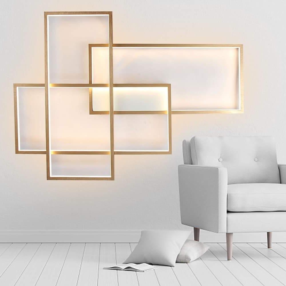 Modern Rectangular Three Tier LED Flush Mount Ceiling Light with Integrated Central Panel