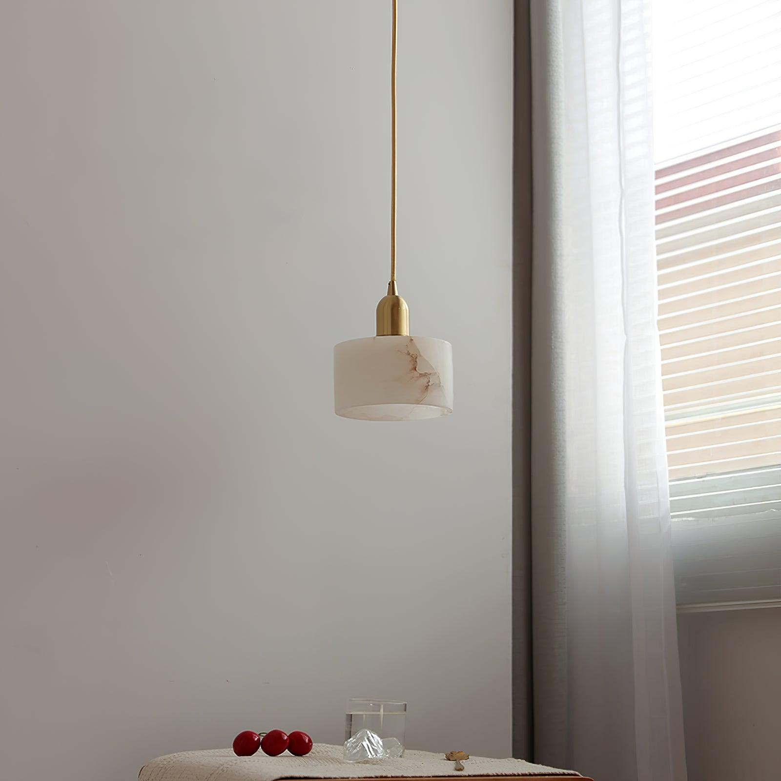 Odyssey Geometric Alabaster Pendant Light Brass Modern Hanging Ceiling Lamp