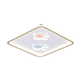 Modern Round LED Ceiling Light with Cartoon Hands Design for Childrens Bedroom Nordic Flush Mount