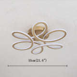 Elegant Swirl Flower Dimmable LED Ceiling Light Modern Flush Mount Fixture in Gold or Coffee