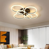Gold Circular LED Flush Mount Ceiling Light Dimmable Modern Ring Chandelier Fixture