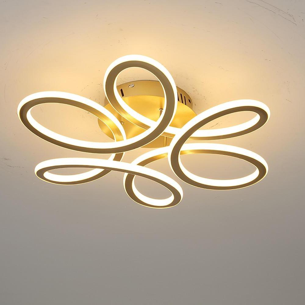 Elegant Swirl Flower Dimmable LED Ceiling Light Modern Flush Mount Fixture in Gold or Coffee