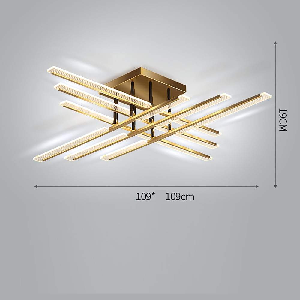 Modern Geometric Rectangular LED Flush Mount Ceiling Light for Living Room and Dining Area