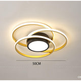 Modern Gold Geometric Multi Circle LED Flush Mount Ceiling Light for Contemporary Bedroom Decor