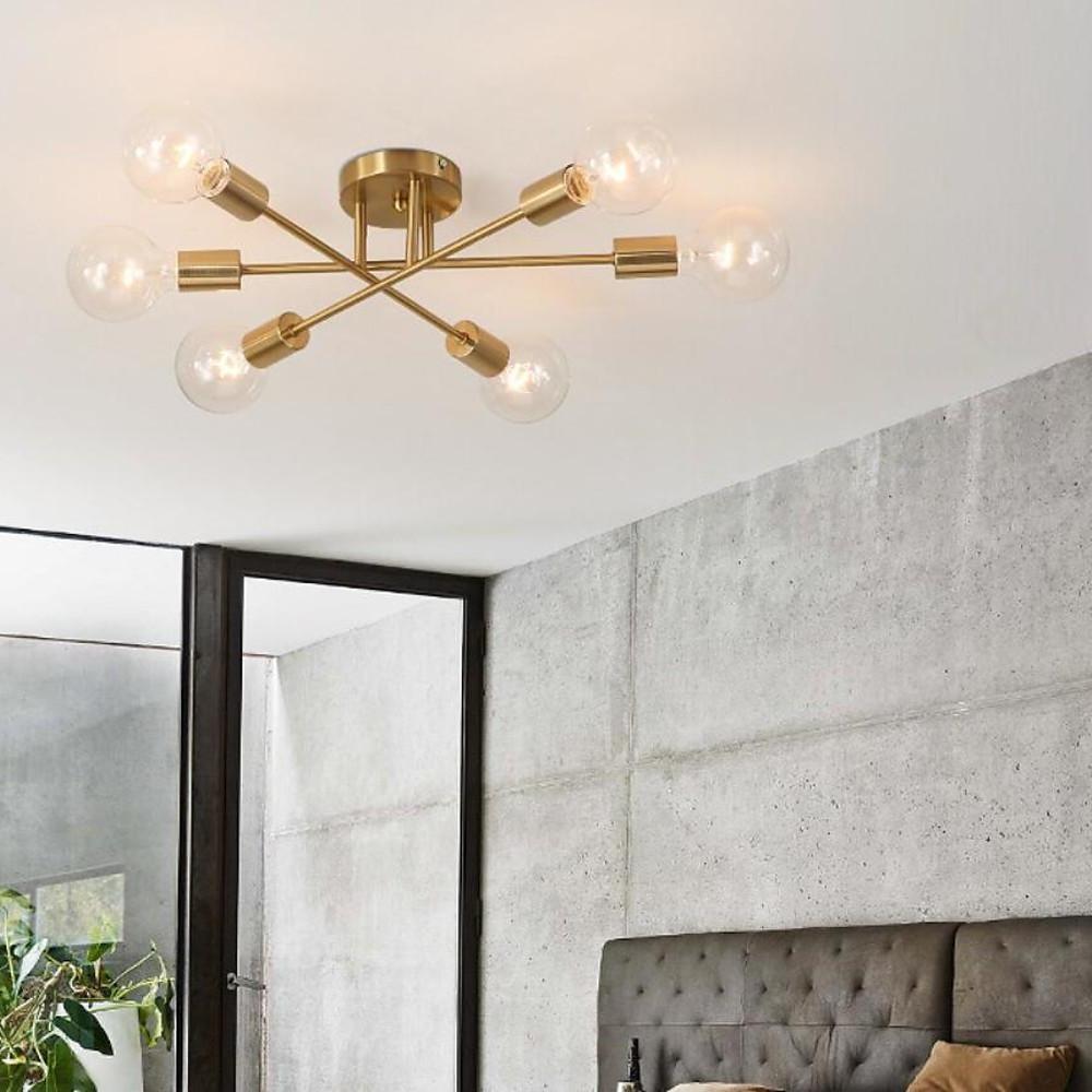 Contemporary 6 Light Geometric Sputnik Semi Flush Mount Ceiling Fixture