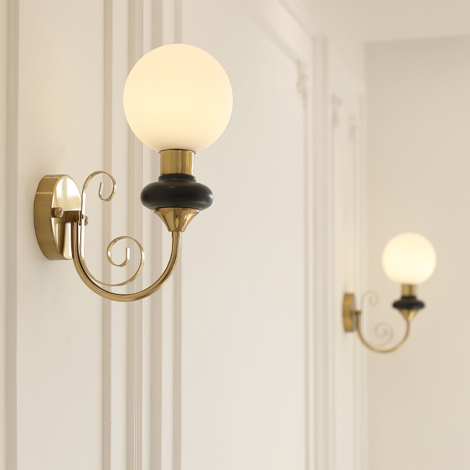 Onyx Modern Glass Globe Wall Sconce with Wood and Metal Accents for Indoor Lighting