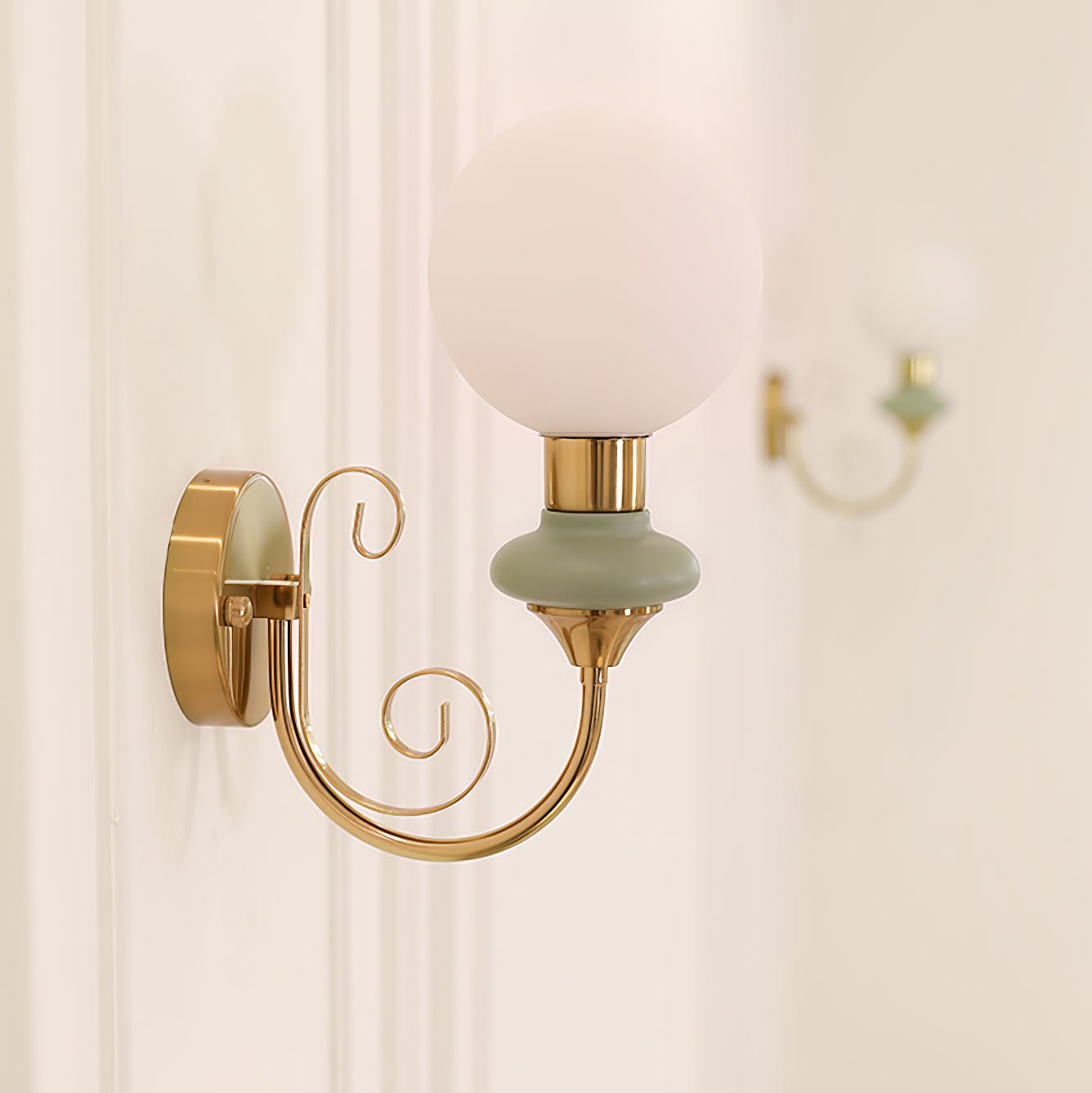 Onyx Modern Glass Globe Wall Sconce with Wood and Metal Accents for Indoor Lighting