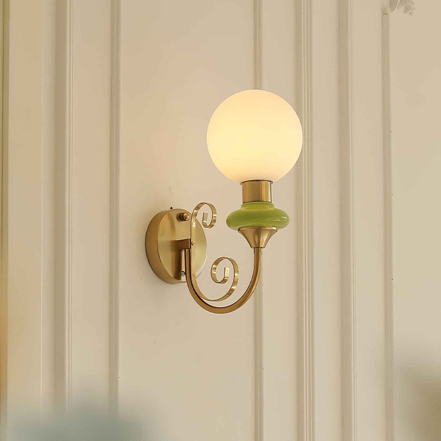 Onyx Modern Glass Globe Wall Sconce with Wood and Metal Accents for Indoor Lighting