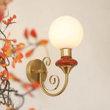 Onyx Modern Glass Globe Wall Sconce with Wood and Metal Accents for Indoor Lighting
