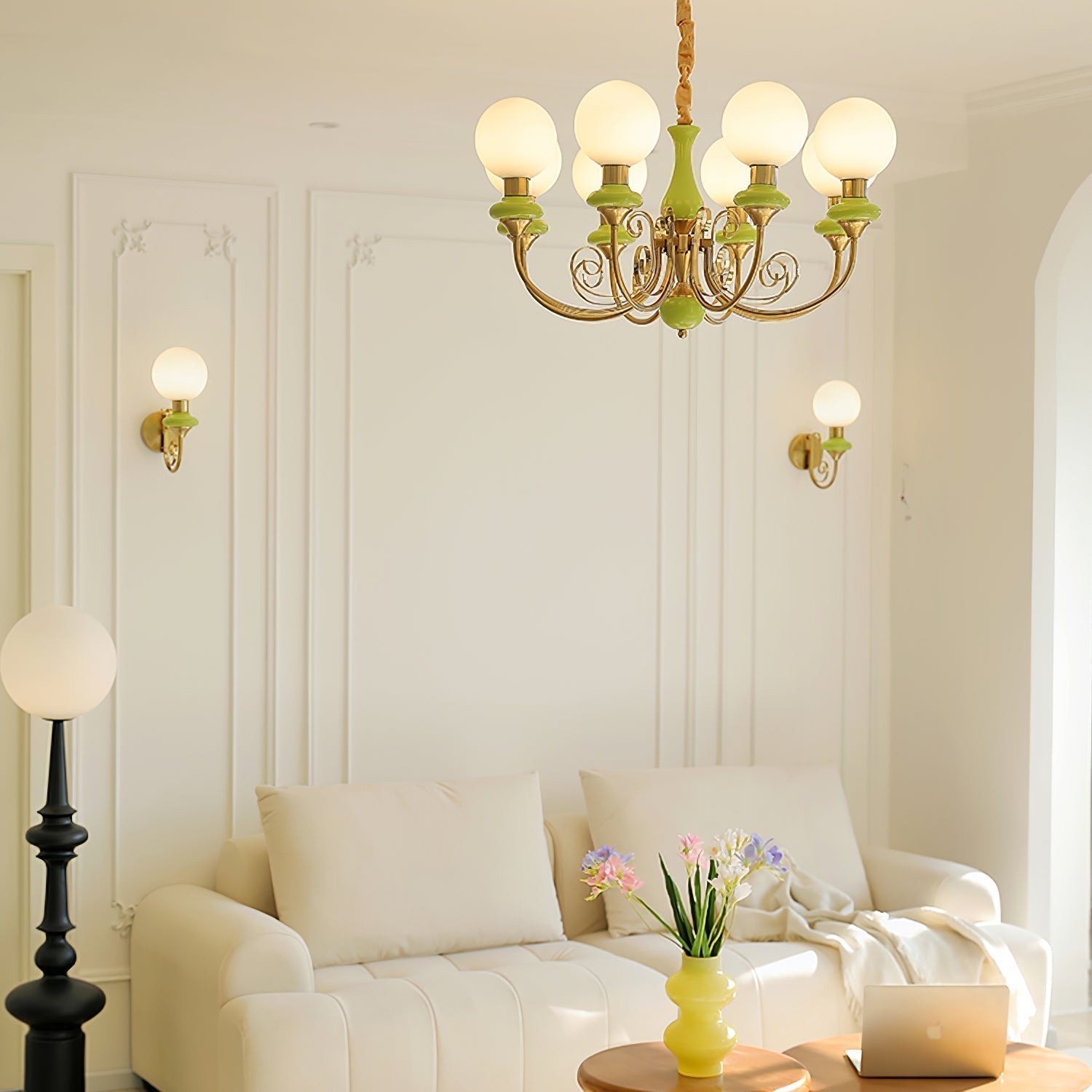 Onyx Modern Glass Globe Wall Sconce with Wood and Metal Accents for Indoor Lighting