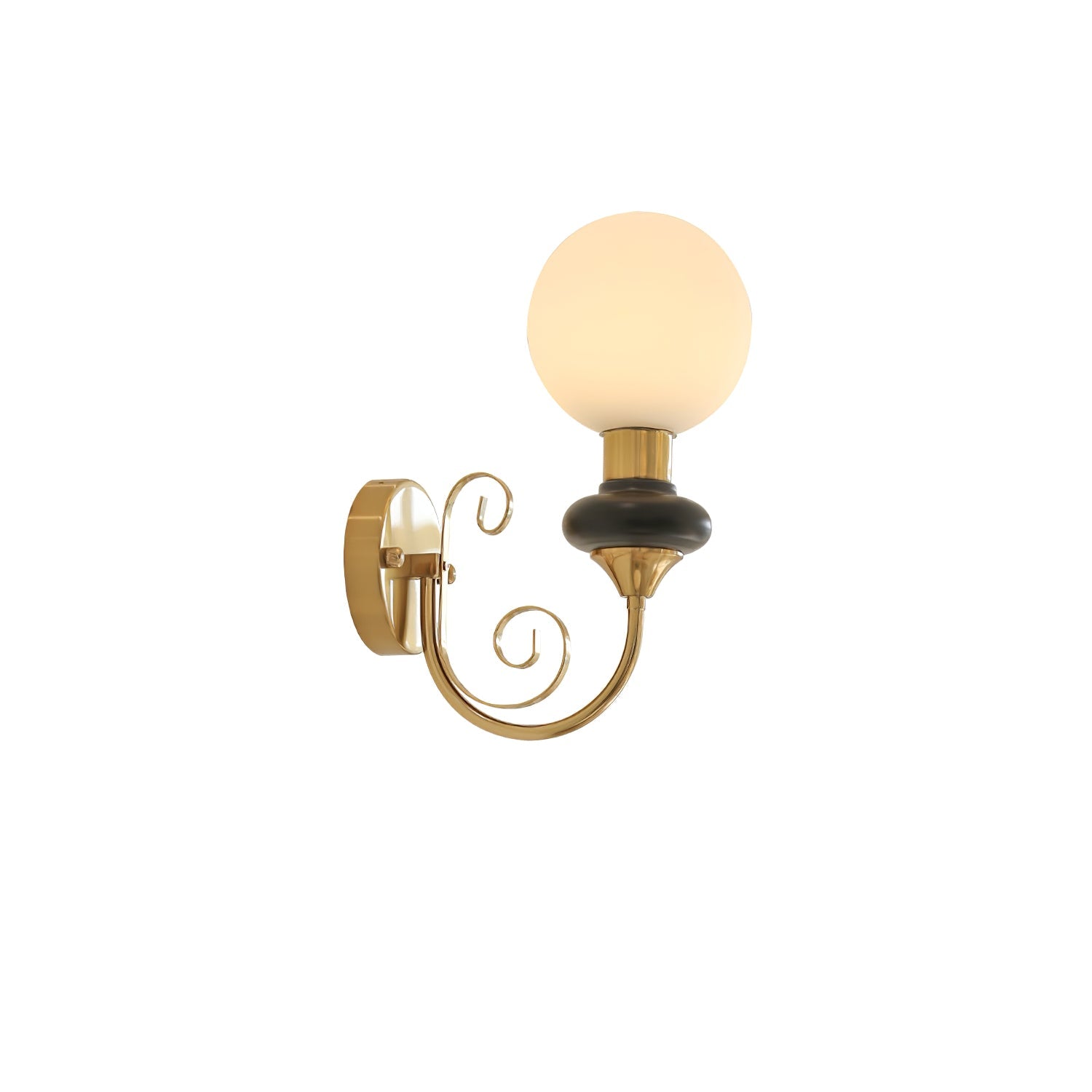 Onyx Modern Glass Globe Wall Sconce with Wood and Metal Accents for Indoor Lighting