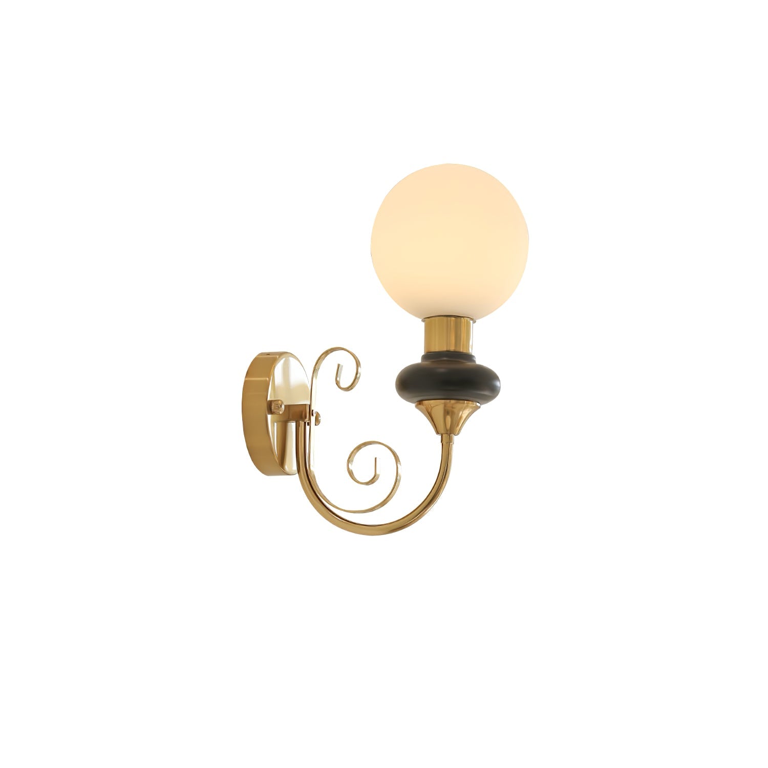 Onyx Modern Glass Globe Wall Sconce with Wood and Metal Accents for Indoor Lighting