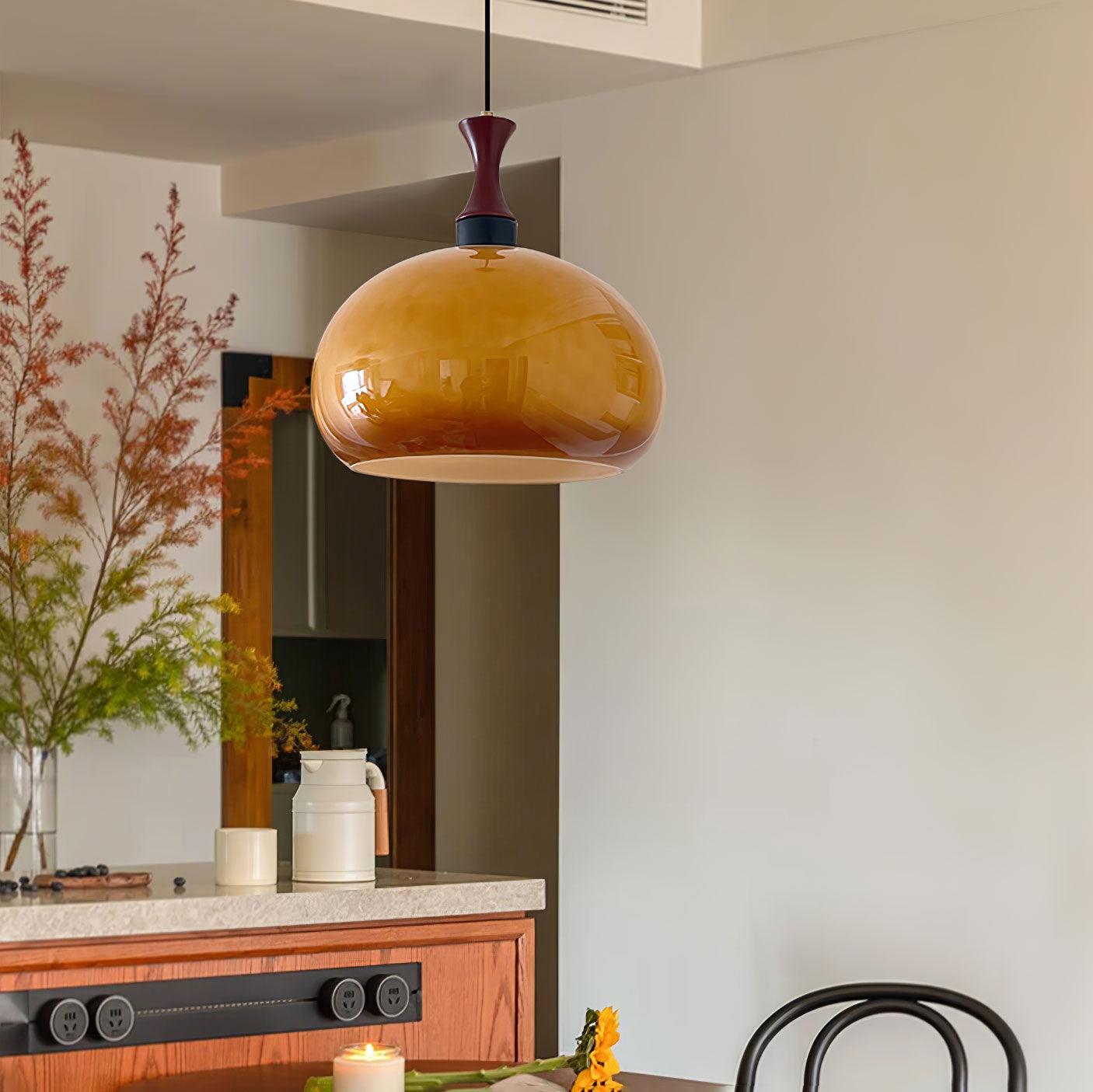Orbique Spherical Glass Globe Drop Pendant Lamp Modern Gold and Yellow Hanging Light