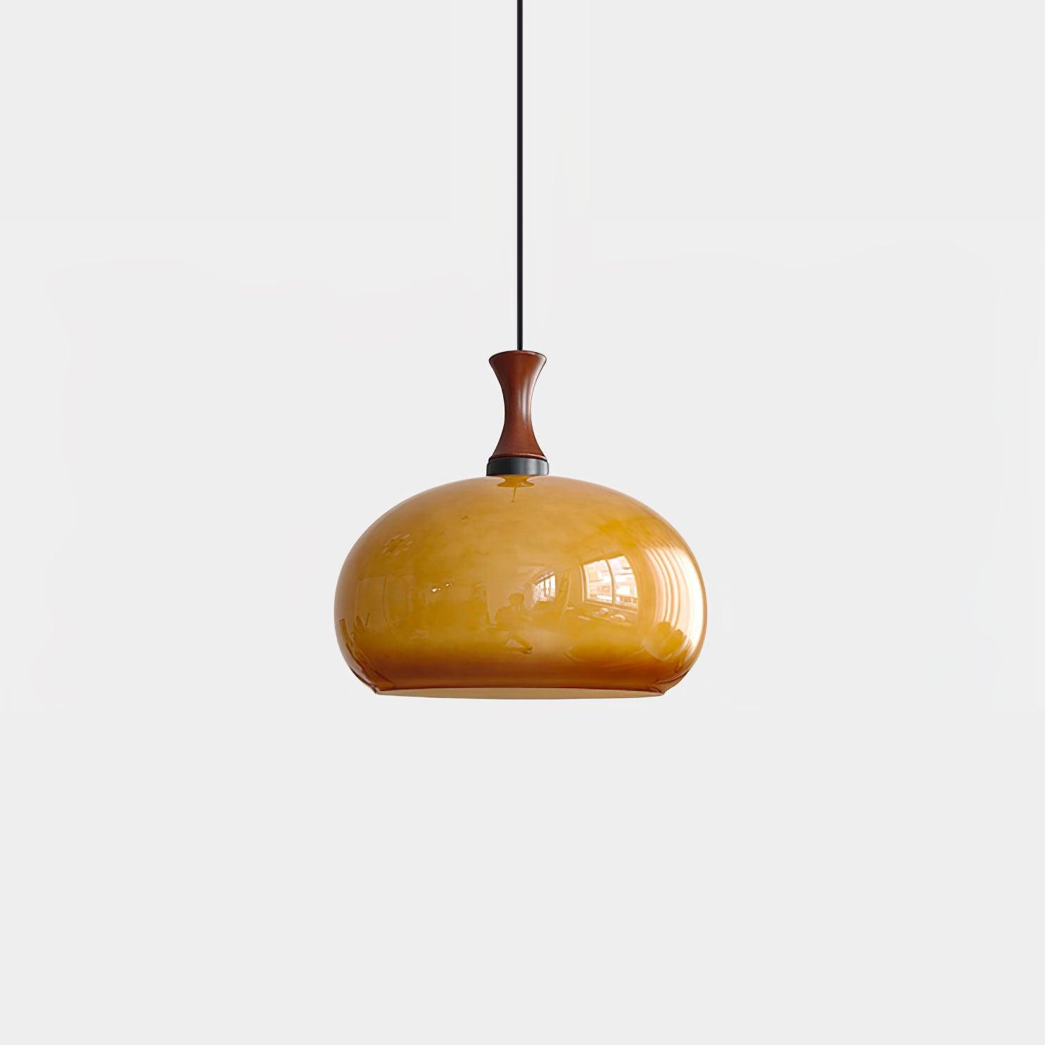 Orbique Spherical Glass Globe Drop Pendant Lamp Modern Gold and Yellow Hanging Light