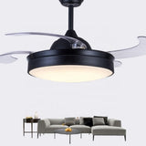 Nordic Drum LED Retractable Ceiling Fan with Remote and Invisible Blades for Modern Living Rooms