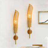Organic Bamboo Wall Sconce Modern Natural Wood Indoor Light Fixture for Home