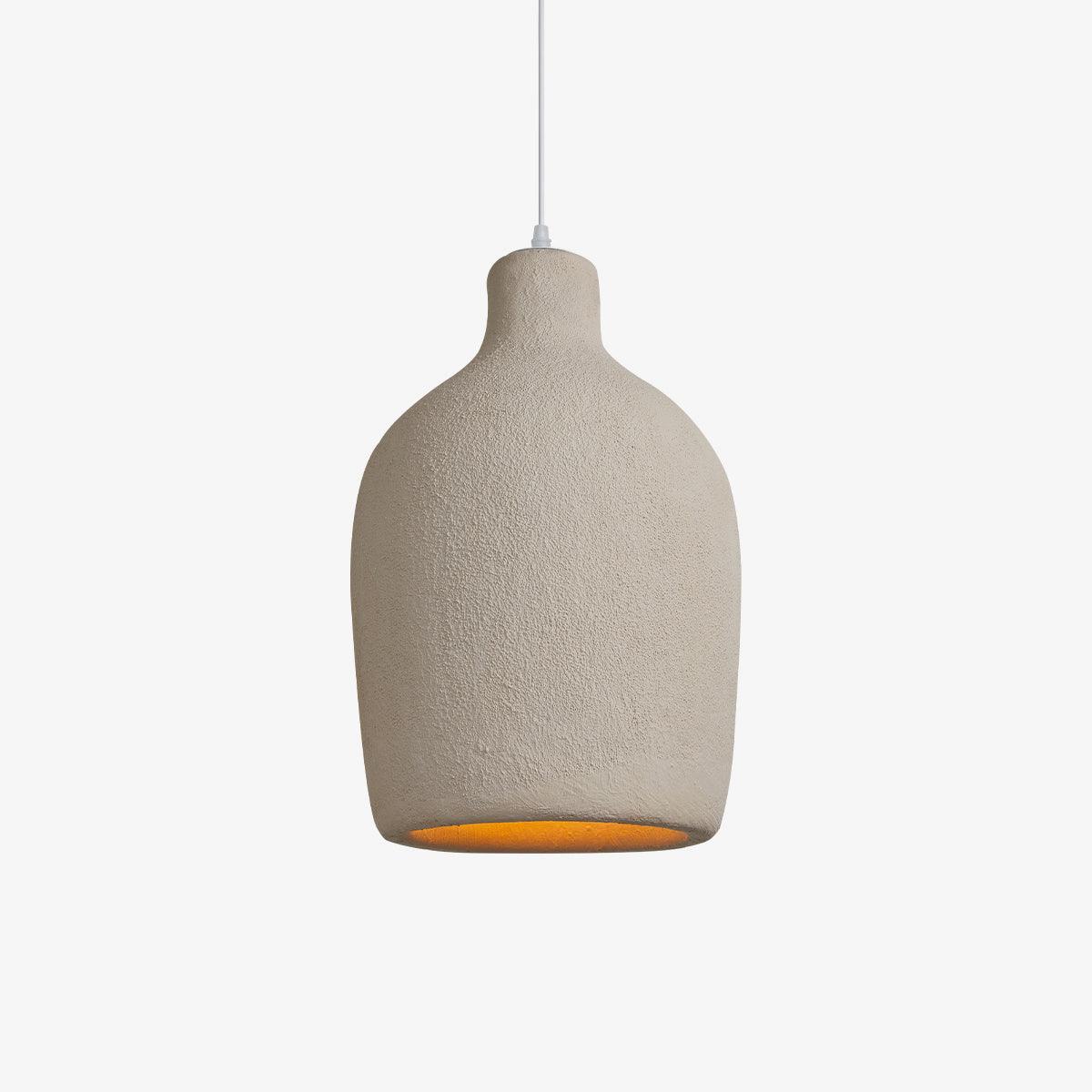 Organic Barrel Shape Polystyrene Pendant Light with Hand Finished Beige Shade