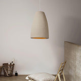 Organic Barrel Shape Polystyrene Pendant Light with Hand Finished Beige Shade