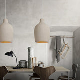 Organic Barrel Shape Polystyrene Pendant Light with Hand Finished Beige Shade
