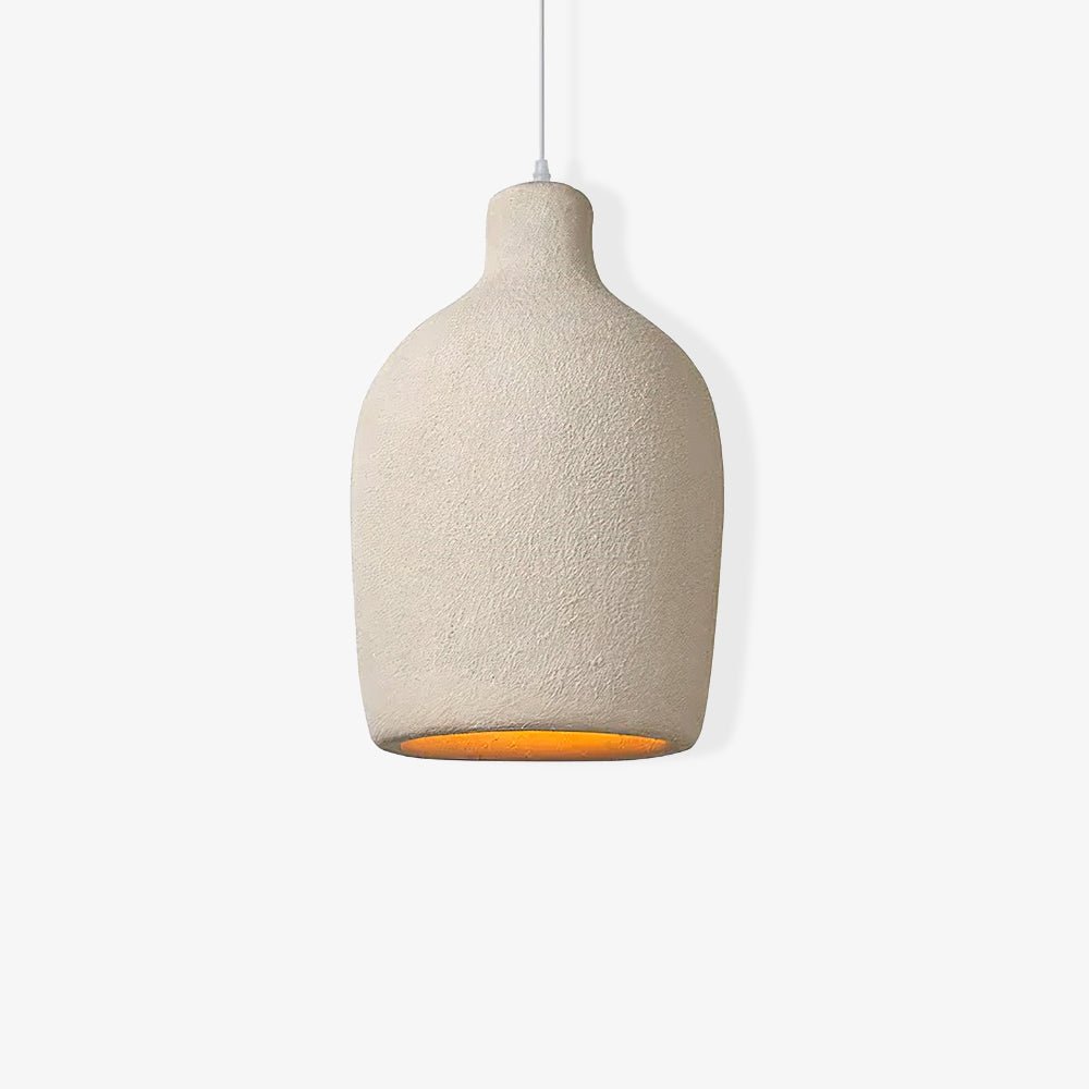 Organic Barrel Shape Polystyrene Pendant Light with Hand Finished Beige Shade