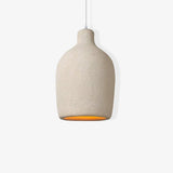 Organic Barrel Shape Polystyrene Pendant Light with Hand Finished Beige Shade