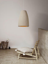 Organic Barrel Shape Polystyrene Pendant Light with Hand Finished Beige Shade