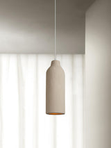 Organic Barrel Shape Polystyrene Pendant Light with Hand Finished Beige Shade